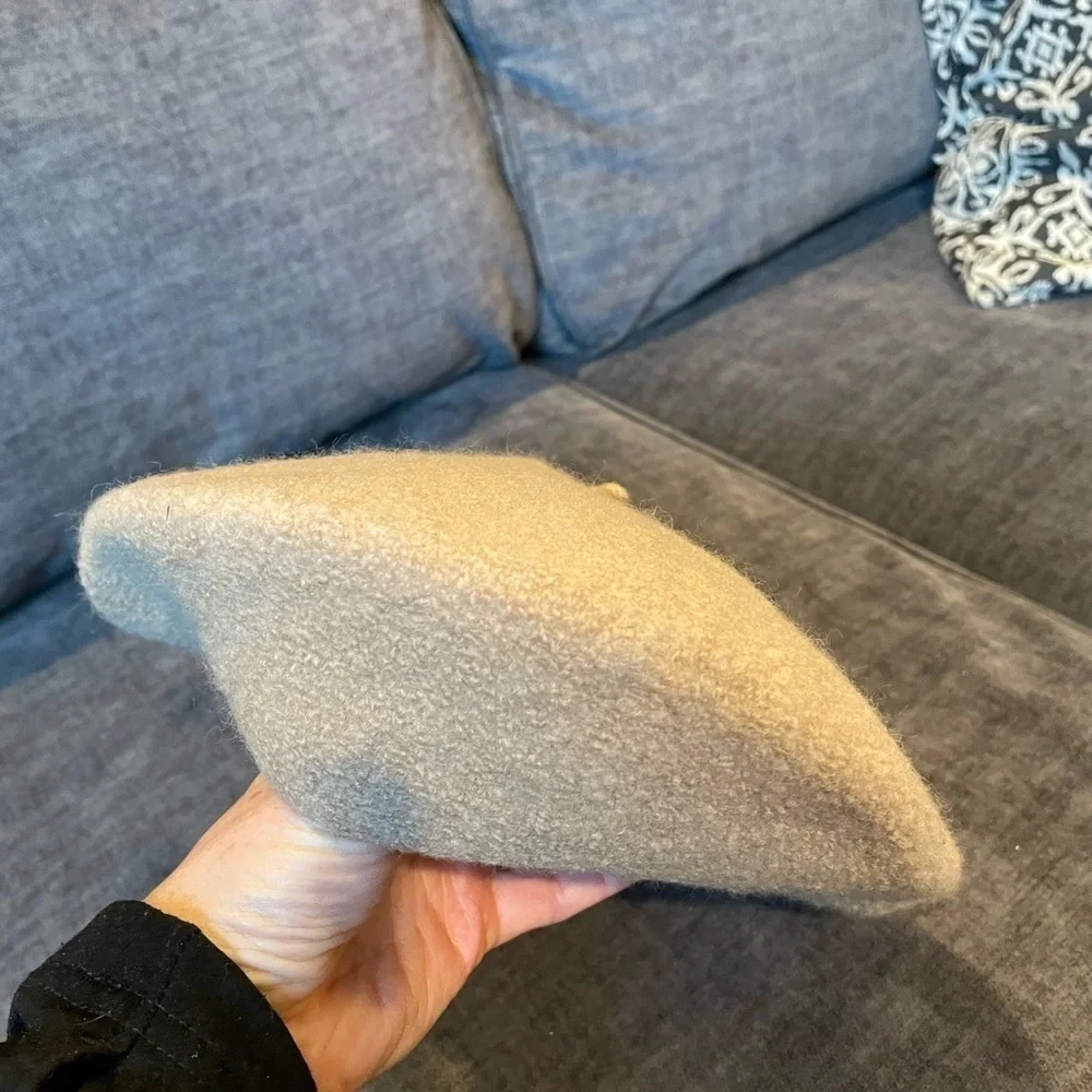 Betmar boiled wool beret with bow tan and brown